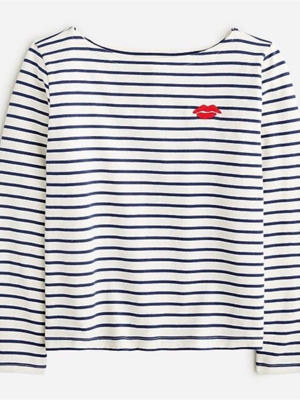 J. Crew Classic Mariner Cloth Boatneck Navy & White Striped Long Sleeve Top